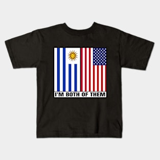 Half Uruguayan Half American Heritage USA Roots & Uruguay DNA Family Flag Design Kids T-Shirt